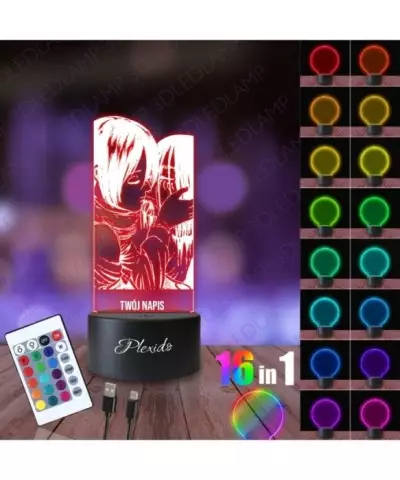 Lampka Nocna 3D LED LAMP Attack on Titan Mikasa i Eren 2