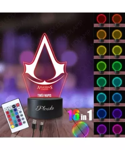 Lampka Nocna 3D LED LAMP Gra Assassin's Creed Logo 2