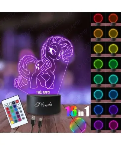 Lampka Nocna 3D LED LAMP Bajka My Little Pony Rarity Kucyk 2