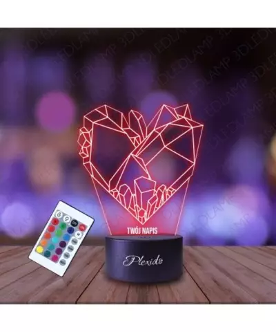Lampka Nocna 3D LED LAMP Serce Kryształowe