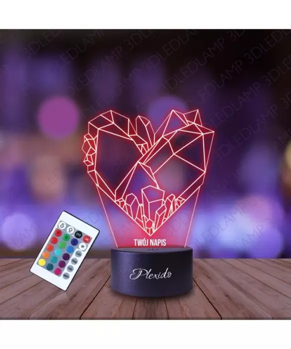 Lampka Nocna 3D LED LAMP Serce Kryształowe