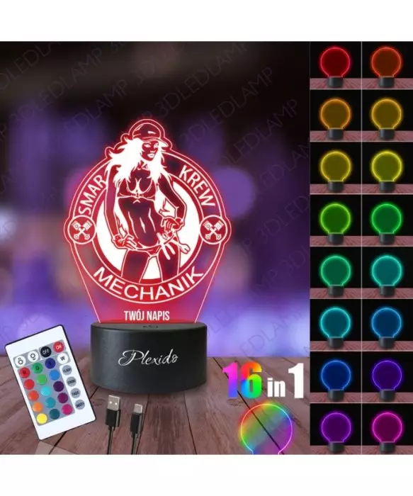 Lampka Nocna 3D LED LAMP Mechanik Kobieta 2