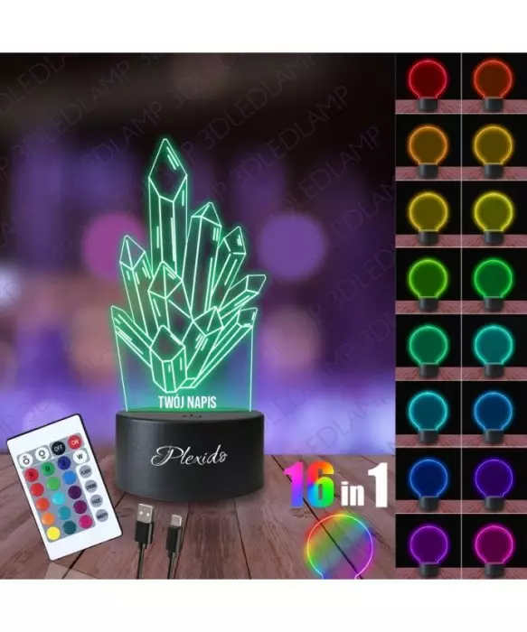 Lampka Nocna 3D LED LAMP Kryształy 2