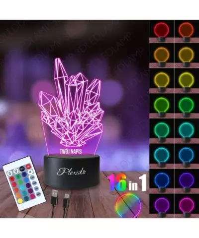 Lampka Nocna 3D LED LAMP Kryształy Kamienie Szlachetne 2