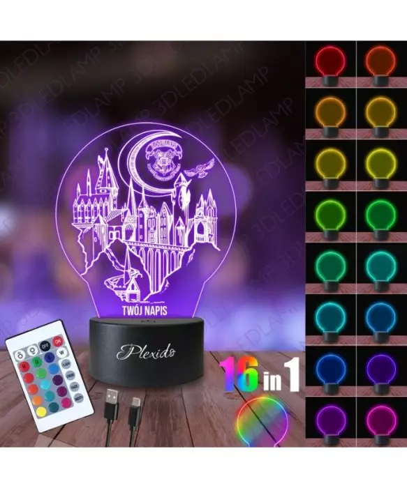 Lampka Nocna 3D LED LAMP Harry Potter Szkoła Hogwart 2