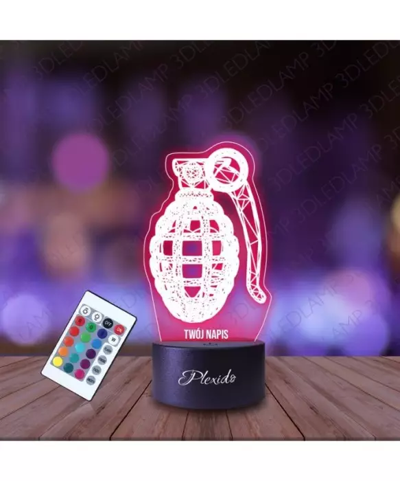 Lampka Nocna 3D LED LAMP Granat Odłamkowy