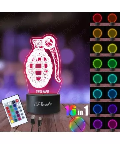 Lampka Nocna 3D LED LAMP Granat Odłamkowy 2