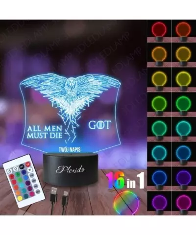 Lampka Nocna 3D LED LAMP Gra o Tron All Men Must Die 2