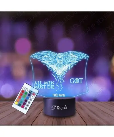 Lampka Nocna 3D LED LAMP Gra o Tron All Men Must Die