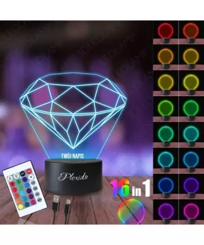 Lampka Nocna 3D LED LAMP Diament 2