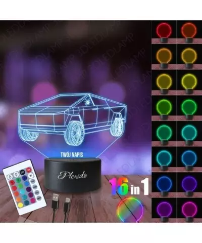 Lampka Nocna 3D LED LAMP Samochód Cybertruck Tesla 2