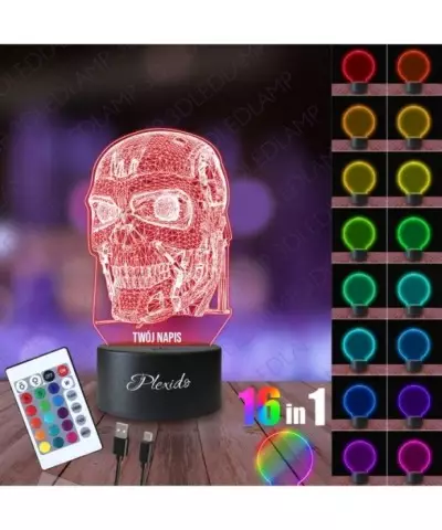 Lampka Nocna 3D LED LAMP Terminator Czaszka Robot 2