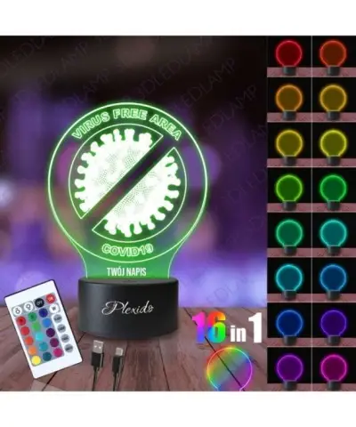 Lampka Nocna 3D LED LAMP Strefa Wolna Bez Wirusa 2