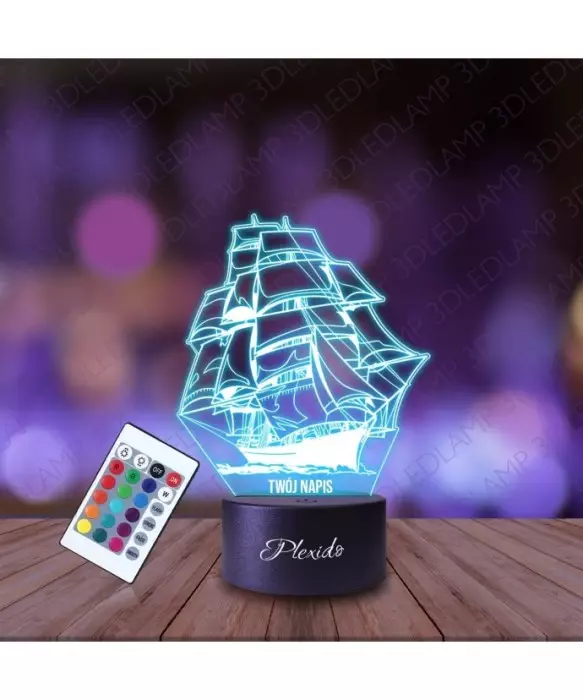 Lampka Nocna 3D LED LAMP Statek na Oceanie
