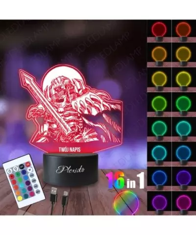 Lampka Nocna 3D LED LAMP Anime Skull Knight Berserker 2