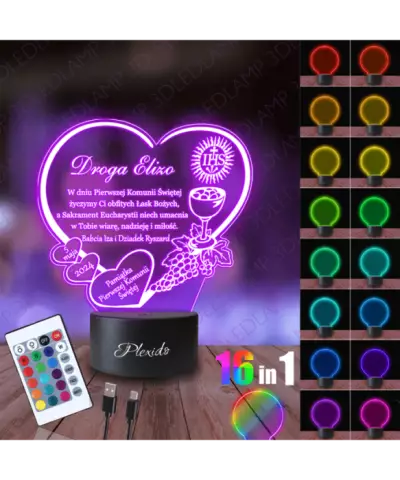 Lampka Nocna 3D LED LAMP Pamiątka Pierwszej Komunii Świętej