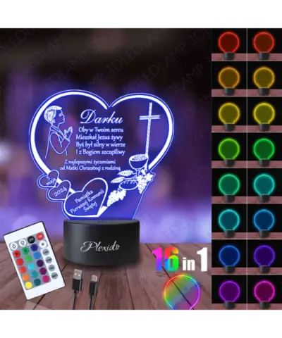 Lampka Nocna 3D LED LAMP Pierwsza Komunia Święta