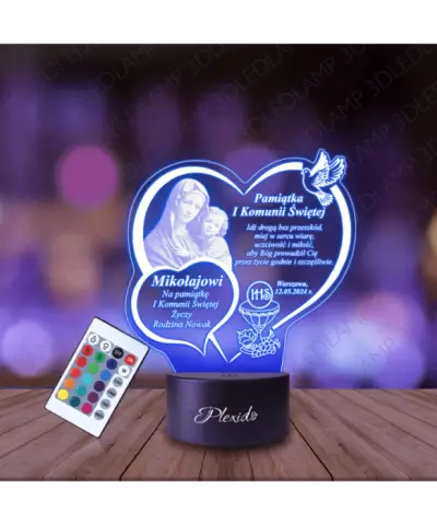 Lampka Nocna 3D LED LAMP Pierwsza Komunia Święta Matka Boska