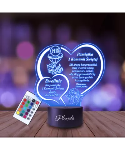 Lampka Nocna 3D LED LAMP Pierwsza Komunia Święta IHS