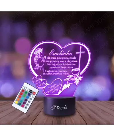 Lampka Nocna 3D LED LAMP Pamiątka Pierwszej Komunii Świętej IHS