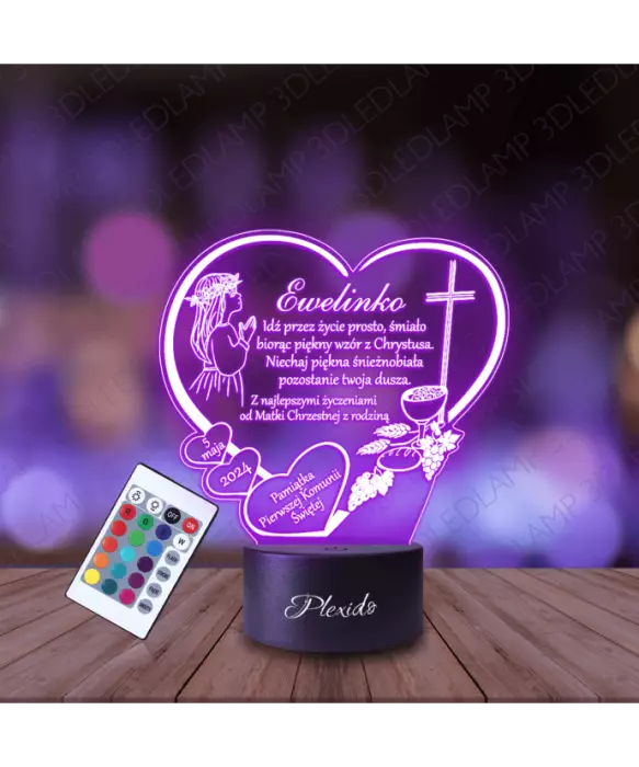 Lampka Nocna 3D LED LAMP Pamiątka Pierwszej Komunii Świętej IHS