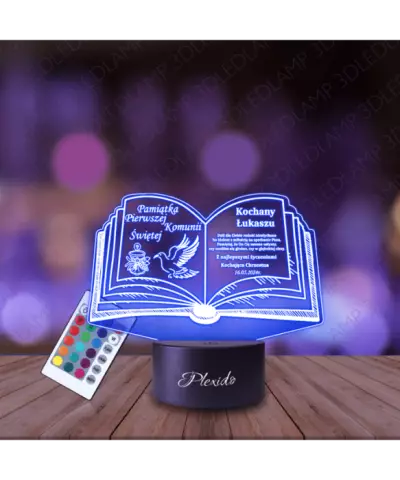 Lampka Nocna 3D LED LAMP Pierwsza Komunia Święta Księga