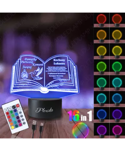 Lampka Nocna 3D LED LAMP Pierwsza Komunia Święta Księga