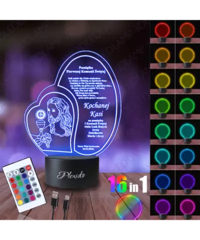 Lampka Nocna 3D LED LAMP Pierwsza Komunia Święta Jezus IHS