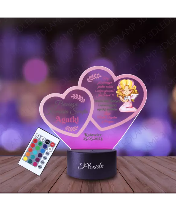 Lampka Nocna 3D LED LAMP Pierwsza Komunia Święta Dla Dziewczynki