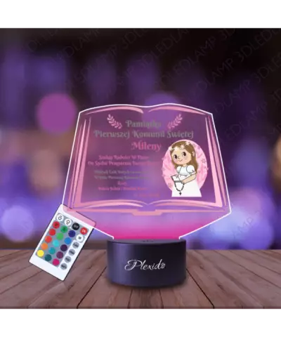 Lampka Nocna 3D LED LAMP Pierwsza Komunia Święta Dla Dziewczynki Księga