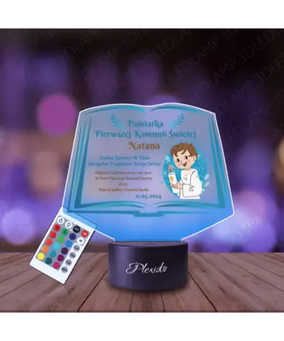 Lampka Nocna 3D LED LAMP Pierwsza Komunia Święta Dla Chłopca Księga