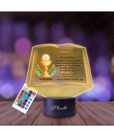 Lampka Nocna 3D LED LAMP Księga Pierwsza Komunia Święta