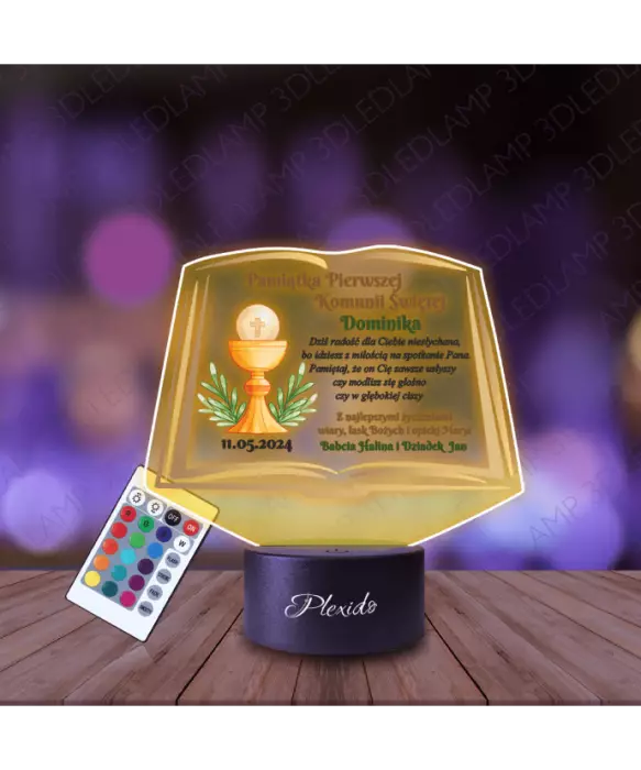 Lampka Nocna 3D LED LAMP Księga Pierwsza Komunia Święta