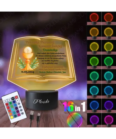 Lampka Nocna 3D LED LAMP Księga Pierwsza Komunia Święta