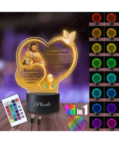 Lampka Nocna 3D LED LAMP Jezus Pierwsza Komunia Święta