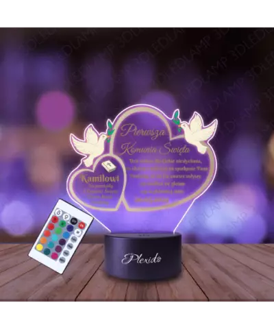 Lampka Nocna 3D LED LAMP Gołębie Pierwsza Komunia Święta
