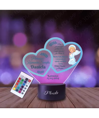 Lampka Nocna 3D LED LAMP Pierwsza Komunia Święta Dla Chłopca Serce