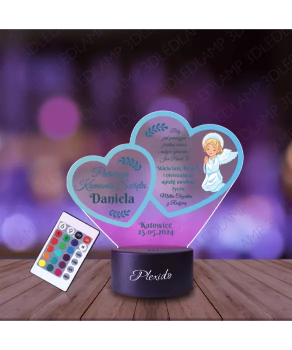 Lampka Nocna 3D LED LAMP Pierwsza Komunia Święta Dla Chłopca Serce