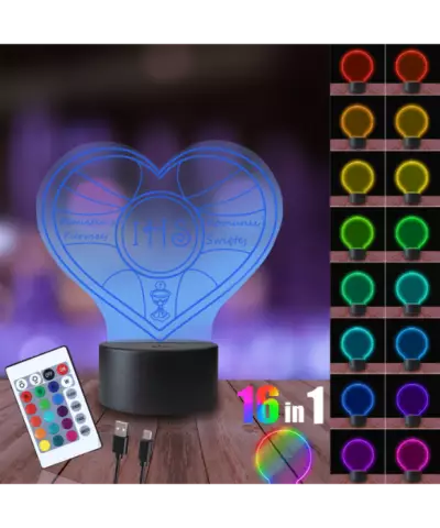 Lampka Nocna 3D LED LAMP Pierwsza Komunia Święta Serce IHS