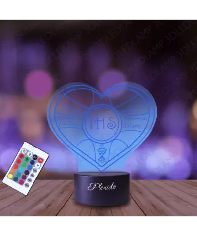 Lampka Nocna 3D LED LAMP Pierwsza Komunia Święta Serce IHS