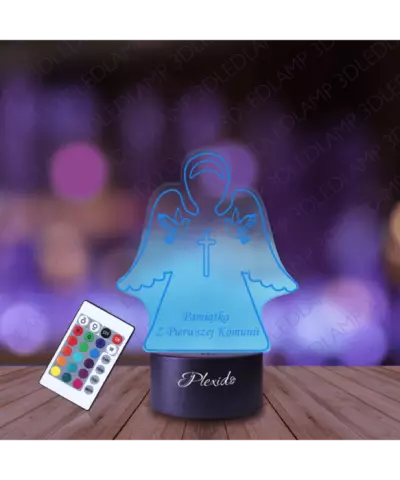 Lampka Nocna 3D LED LAMP Pierwsza Komunia Święta Anioł Krzyż