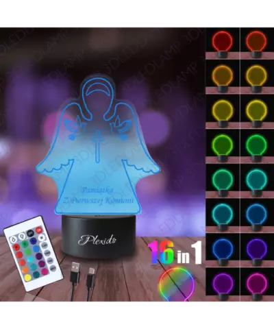 Lampka Nocna 3D LED LAMP Pierwsza Komunia Święta Anioł Krzyż