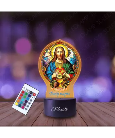 Lampka Nocna 3D LED LAMP Jezus Witraż Pierwsza Komunia Święta