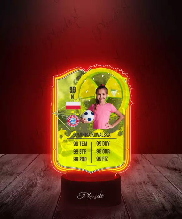 Lampka LED Plexido Piłka Nożna FIFA Twoje Zdjęcie Radioactive