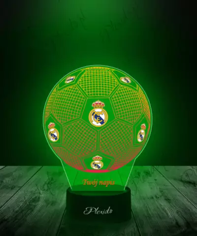 Lampka LED 3D Plexido z Nadrukiem Piłka Nożna Real Madryt