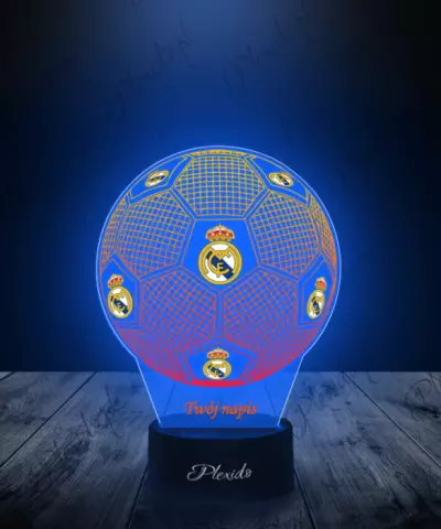 Lampka LED 3D Plexido z Nadrukiem Piłka Nożna Real Madryt