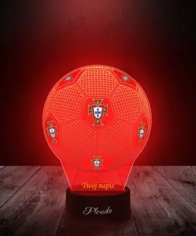 Lampka LED 3D Plexido z Nadrukiem Piłka Nożna Reprezentacja Portugalii Euro 2024