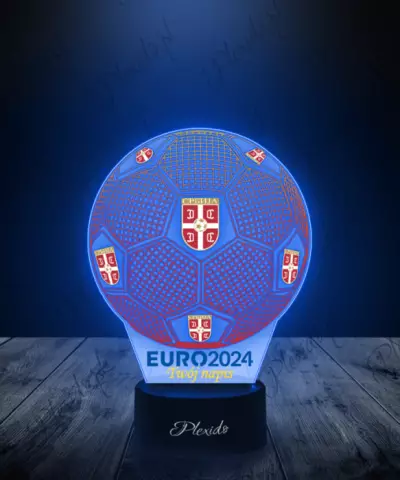 Lampka LED 3D Plexido z Nadrukiem Piłka Nożna Reprezentacja Serbii Euro 2024