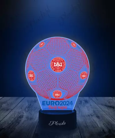 Lampka LED 3D Plexido z Nadrukiem Piłka Nożna Reprezentacja Danii Euro 2024 - 1