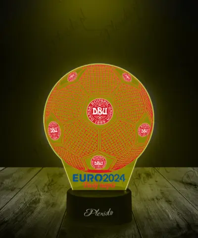 Lampka LED 3D Plexido z Nadrukiem Piłka Nożna Reprezentacja Danii Euro 2024